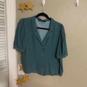 zara short-sleeved button up shirt